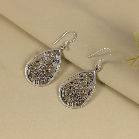 Jasmin Filigree Floral Style Silver Earrings