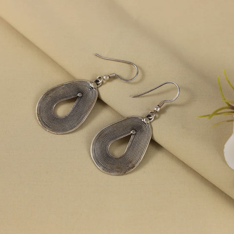 Juhi Engraved Oxidised Silver Earrings