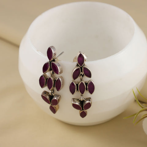 Saachi Wine Petals Silver Earrings