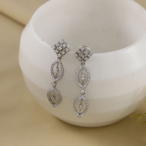 Aashi Elegant Leaf Design Silver CZ Earrings