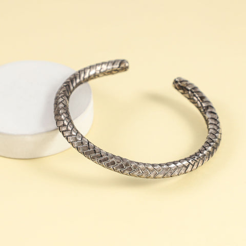 Myra Rustic Braid Silver Cuff Bracelet