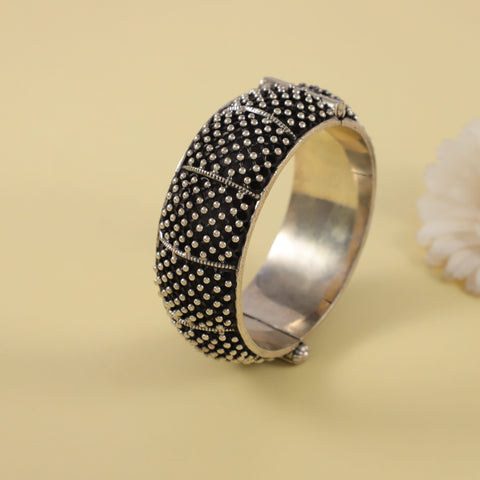 Yuvika Antique Silver Dot Work Bracelet