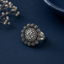 Ekta Divine Ganesh Floral Silver Ring