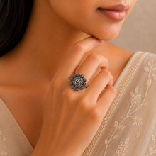 Ekta Divine Ganesh Floral Silver Ring