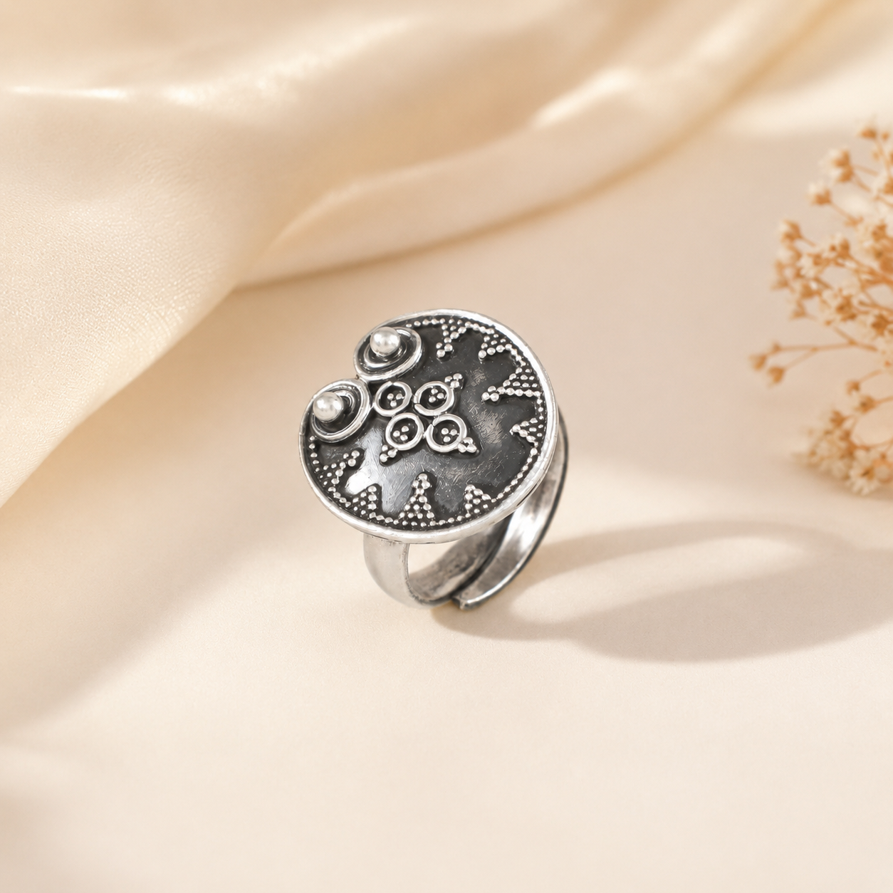 Tanvi Ethnic Design Silver Ring