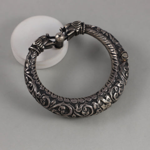 Kamini Antique Floral Silver Bracelet