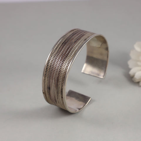 Reva Linear Silver Cuff Bracelet