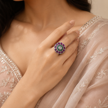 Swathi Vibrant Festive Stone Silver Ring
