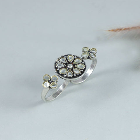 Preeti Stylish Dual Finger Eelegance Silver Ring