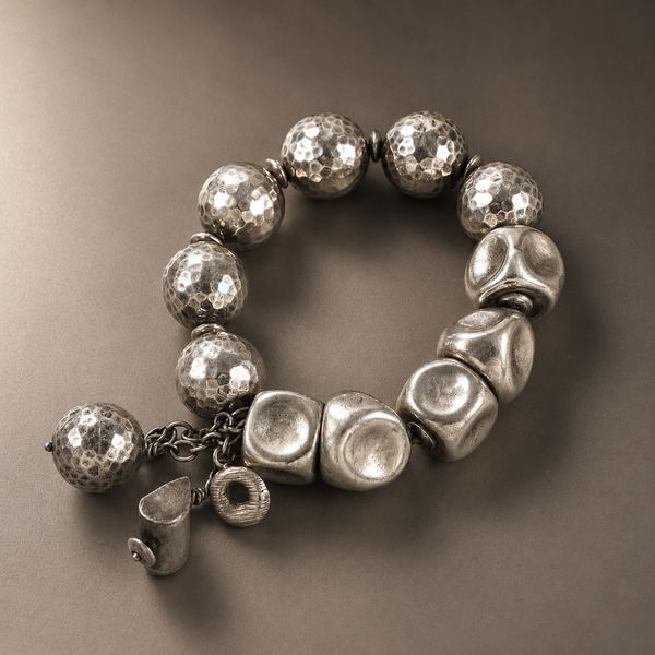 Monika Bead Charm Silver Bracelet