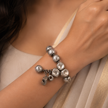 Monika Bead Charm Silver Bracelet