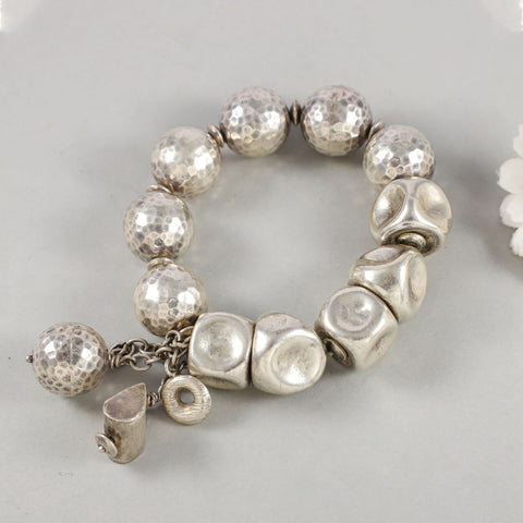 Monika Bead Charm Silver Bracelet