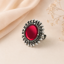 Diya Red Coral Sterling Silver Ring