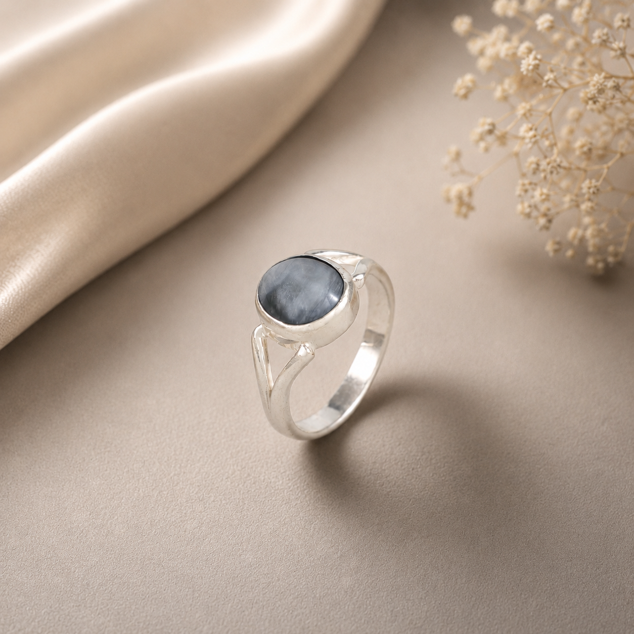 Mohini Misty Stone Silver Ring
