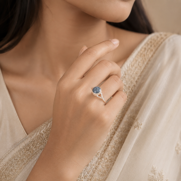 Mohini Misty Stone Silver Ring