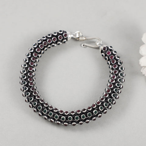 Nitya Meenakari Charm Rasika Silver Bracelet