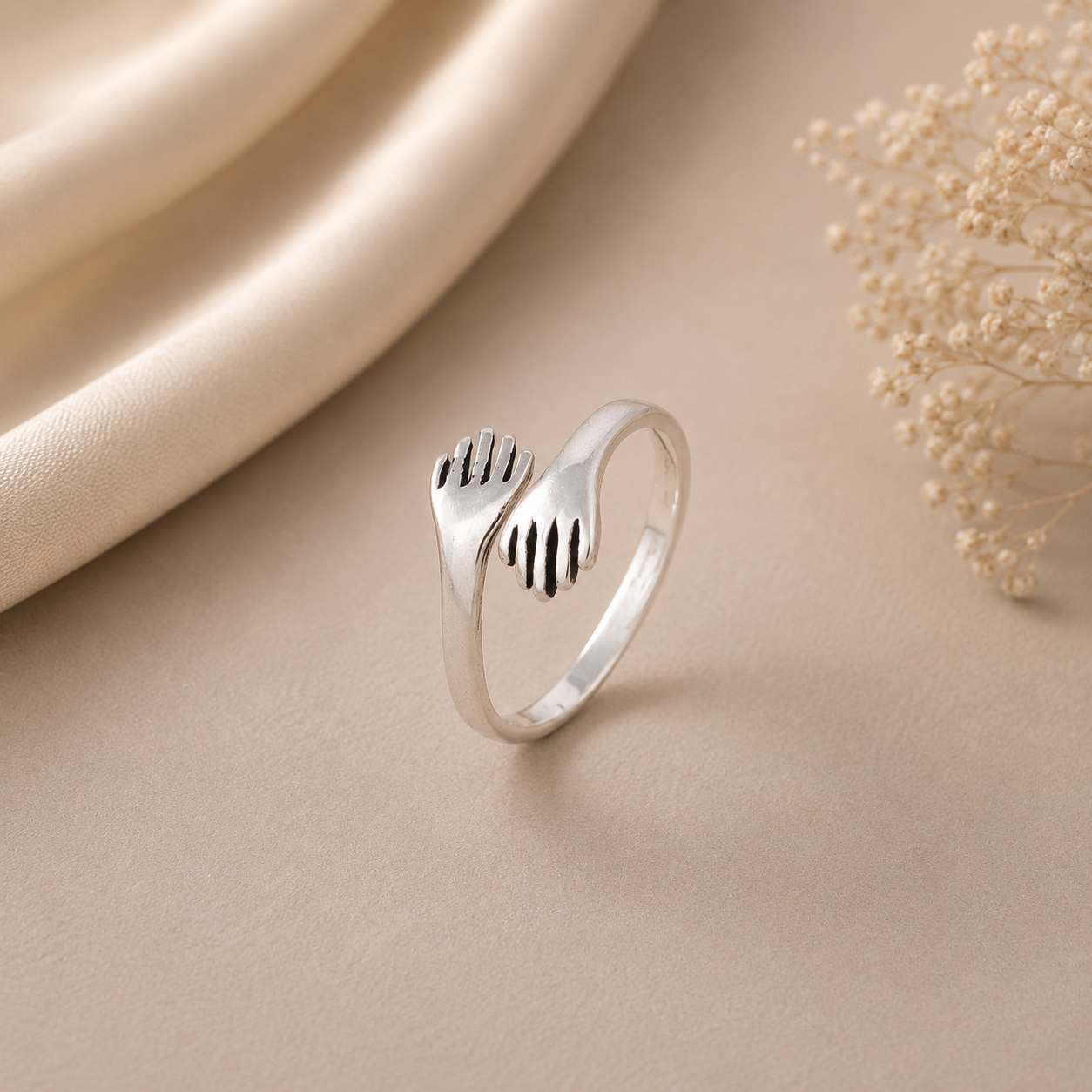 Saloni Hug Hands Silver Ring