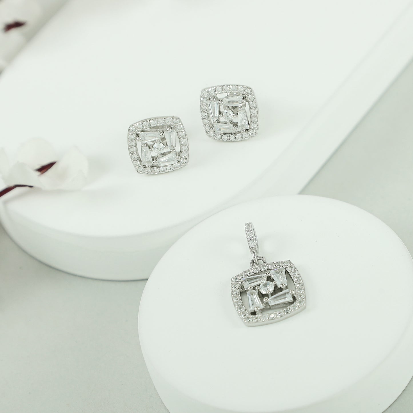 Raavi Stunning CZ Silver Pendant Set