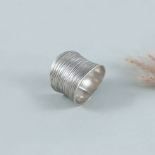 Anjali Ribbed Statement Silver Ring