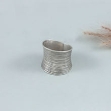 Anjali Ribbed Statement Silver Ring