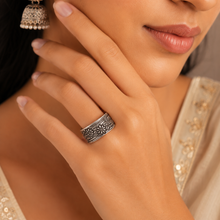 Rashmi Floral Engraved Silver Ring