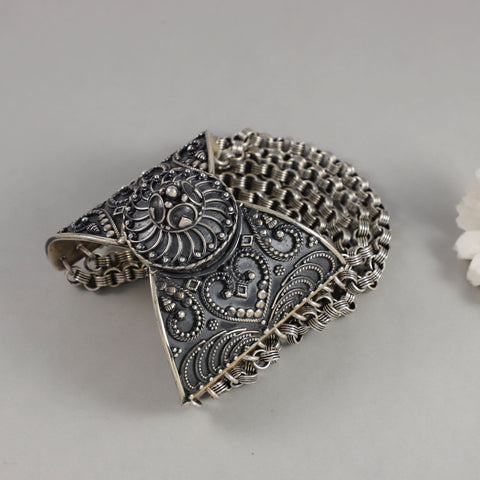 Leona Antique Silver Filigree Chain Bracelet