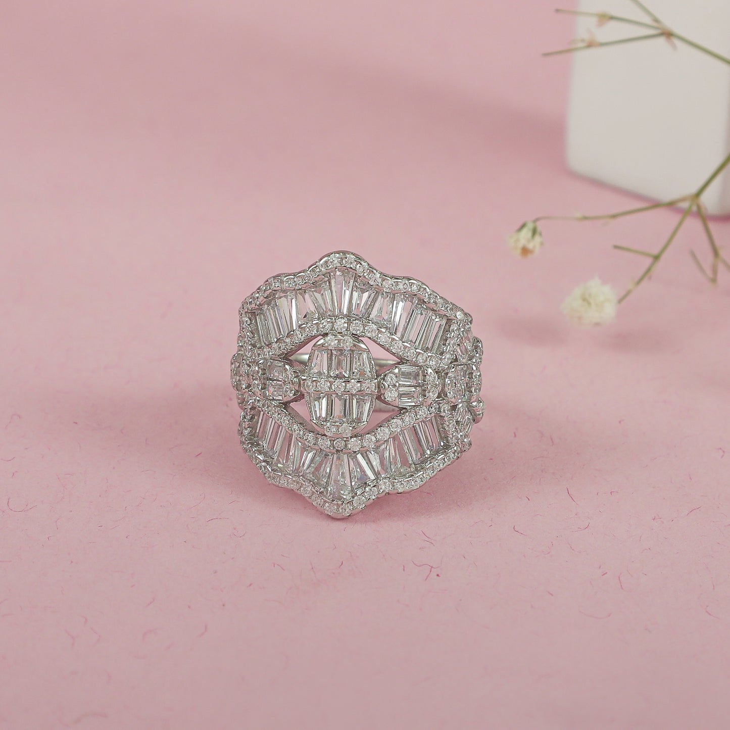 Jaya Fancy Silver CZ Ring