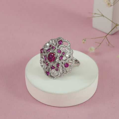 Diya Imposing Silver CZ Ring
