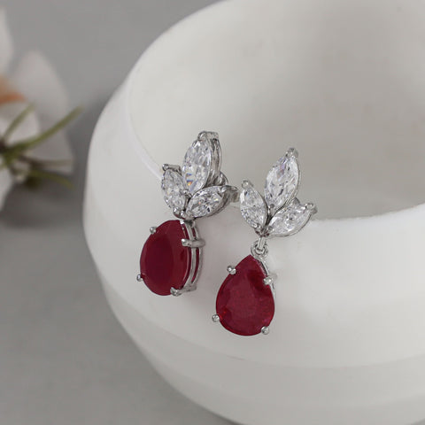 Marquise Pear -Shaped Ruby Earrings