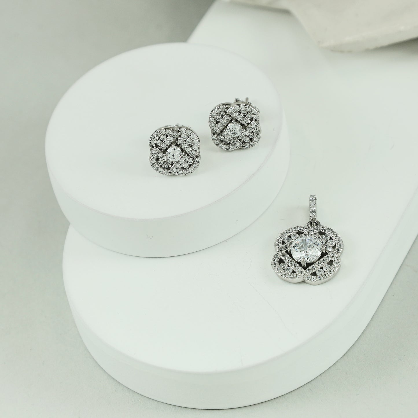 Kashish Amazing CZ Silver Pendant Set