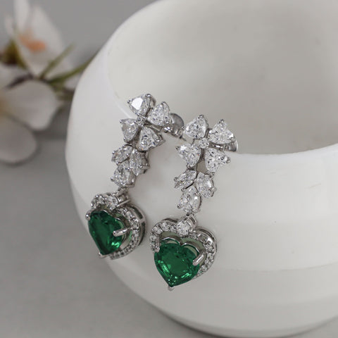 Green Heart- Shaped  Earrings