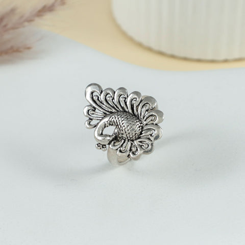 Anvika Antique Peacock  Style Silver  Ring