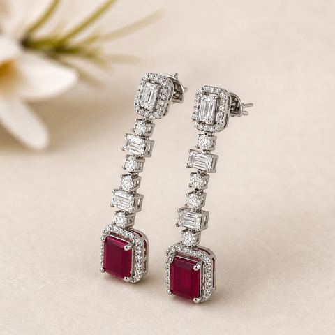 Nidhi Red Stone Drop Earrings