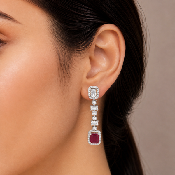 Nidhi Red Stone Drop Earrings