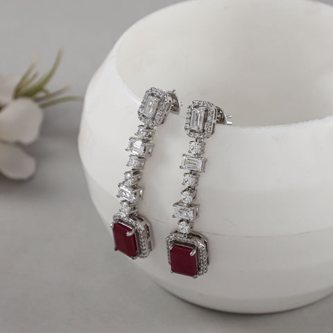 Nidhi Red Stone Drop Earrings