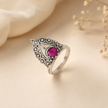 Varnika Vintage Motif Silver Ring