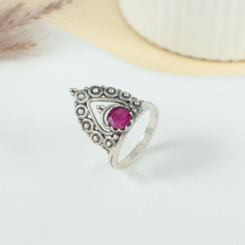 Varnika Vintage Motif Silver Ring