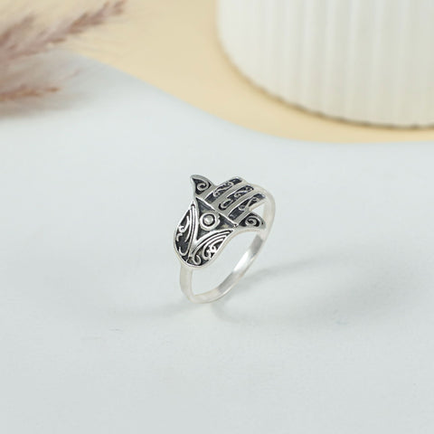 Meera Blessing Hand Silver Ring
