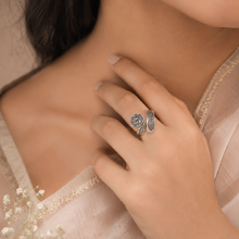 Diya Peacock Wrap Silver Ring