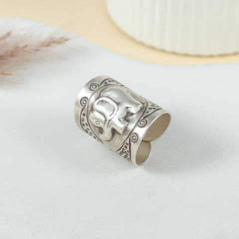 Kavya Elephant Blessing Silver Ring