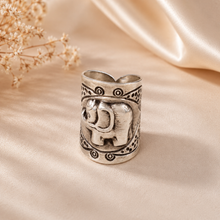 Kavya Elephant Blessing Silver Ring