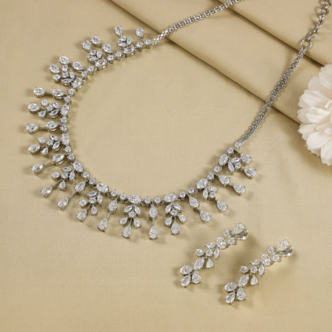 Kiyana Floral Or Leaf Drop Design Necklace Set