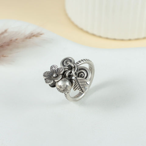 Riva Artistic Charm Drop Silver Ring