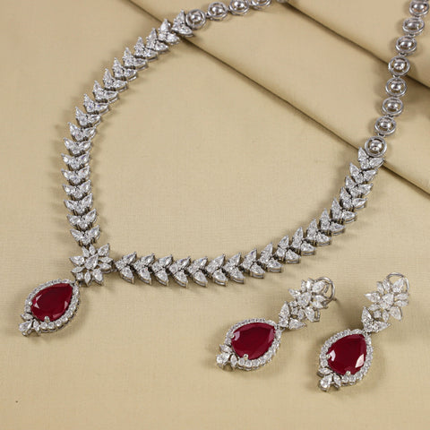 Kashvi Crimson Leaf Design Necklace Set