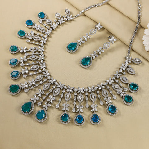 Aaranya Turquoise Emerald Glow Necklace Set