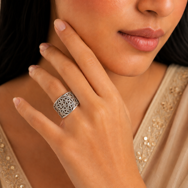 Manisha Intricate Cutwork Silver Ring