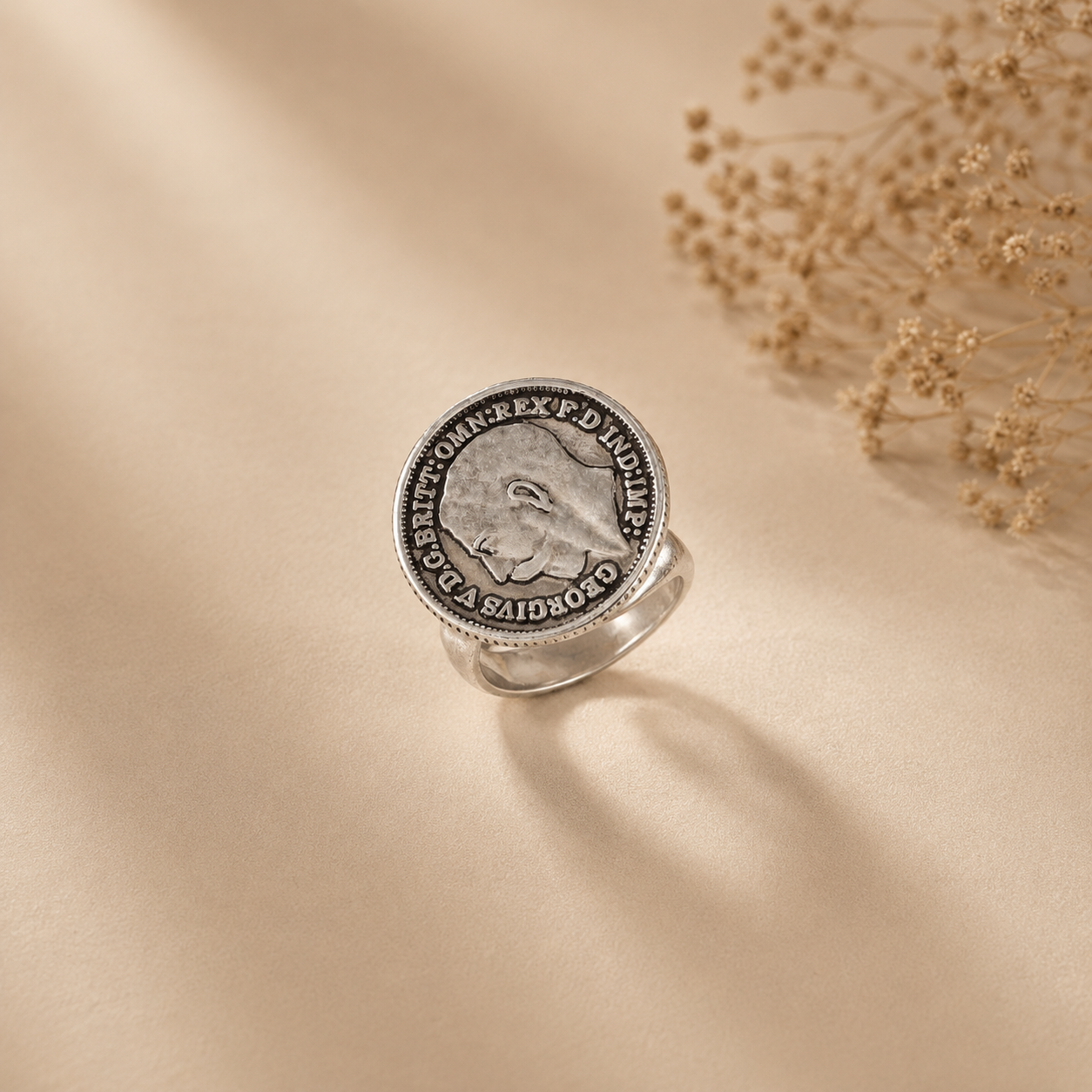 Georgive Coin Statement Silver Ring For Him