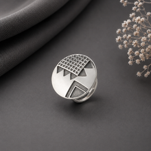 Nisha Abstract Geo Disc Silver Ring