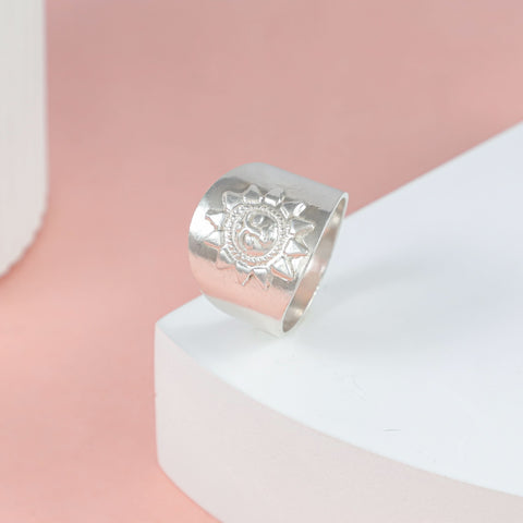 Anvay Divine Sun Glow Silver Ring For Him