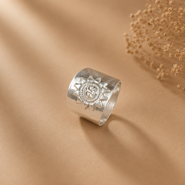 Anvay Divine Sun Glow Silver Ring For Him